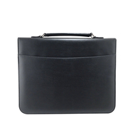 Porte-documents en cuir PU personnalisé OEM&ODM avec poignée, anneaux métalliques, fermeture éclair et origine Chine
