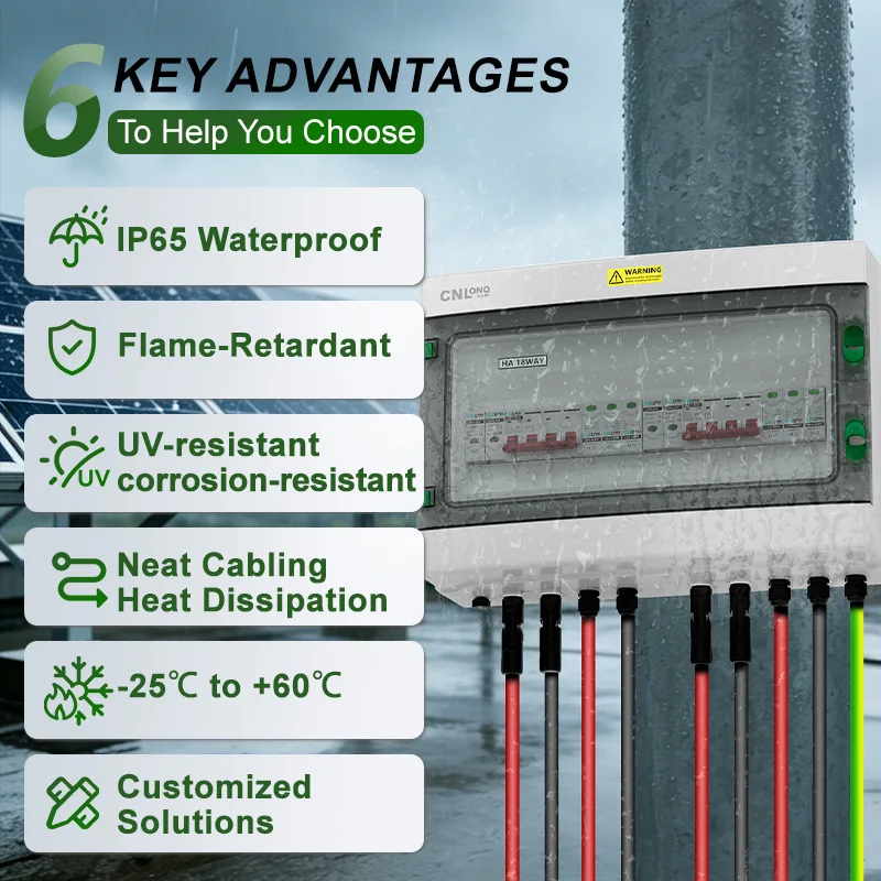 CNLONQ 2in 2out Solar PV Combiner Box 1000V DC 20/32/40/63A MCB with SPD and Fuse for 6-12kW Solar Systems · image 2