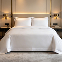 Vier-Jahreszeiten-Hotelbettwäsche-Sets 100% Mercerisierte Baumwolle Glatt Weiß für Gastgewerbe und Resorts