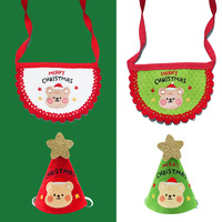 Ensemble chapeau et bavoir de Noël pour animaux de compagnie, chapeau conique en feutre avec bandana pour chats et petits chiens, 2 pièces
