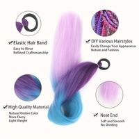 Extensions capillaires tressées en fibre haute température pour filles, 2 pièces, style queue de cheval, avec élastique, pour le marché transfrontalier Amérique-Europe