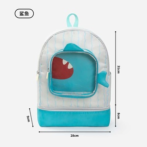 Dinosaur Striped Nylon <b>Backpack</b> 28x31x9cm 25L Softback Cartoon Design for School Unisex Swim Bag - Product Image 3