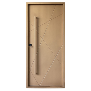 أبواب محورية أمامية خارجية حديثة من الصلب المعدني للفلل، أبواب حديدية أمنية للواجهات الخارجية للمنازل، أبواب دخول رئيسية - Product Image 3