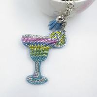 Koreaanse fluwelen warmgeperste wijnglas sleutelhanger schattig legering hoogvoetig beker kwast tas hanger DIY