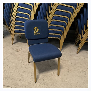 Chaises d'église empilables en métal traditionnelles de haute qualité avec coussins épais rembourrés rouges pour écoles et hôtels - Product Image 2
