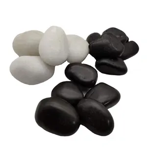 Garden Landscaping With Smooth Flat Black River Pebble Pebble Black Stone