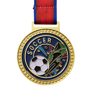 Медали по индивидуальному заказу Футбольная награда, металлическая Золотая лента, спортивные пустые трофеи и медали - Product Image 1