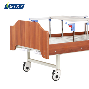 Letto Ospedaliero Manuale in Legno a 2 Manovelle per Assistenza Domiciliare con Sponde in Lega di Alluminio e <span class=keywords><strong>Testiera</strong></span> Rimovibile - Product Image 5