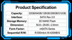 Faspeed SSD MSATA rapide et stable 550/<span class=keywords><strong>420</strong></span> Mo/s | Flash NAND 3D | Garantie de 3 ans | Excellent service après-vente | OEM Welcome - Product Image 5