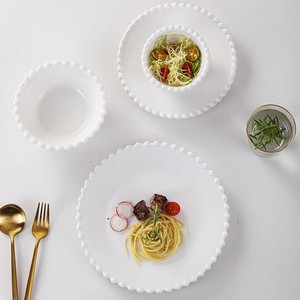 Assiette de <span class=keywords><strong>petit</strong></span>-déjeuner en céramique créative moderne et bol à bord perlé pour les collations, les gâteaux et les desserts <span class=keywords><strong>Vaisselle</strong></span> écologique pour la maison - Product Image 4