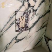 YUSHI Plaque de prise et interrupteur en marbre Calacatta Viola de luxe moderne, avec veinage assorti, pour la décoration de projets design