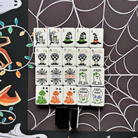 En stock – Nouvel ensemble de mahjong d'Halloween en acrylique durable, 160 tuiles, design Sorcière Fantôme et Chaudron, jeu de société de style américain, livraison rapide