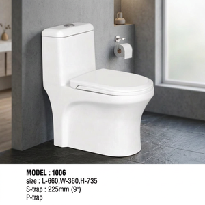 WC monobloc en céramique à siphon en S, à fixation au sol, à chasse directe, pour salle de bain européenne - Product Image 4