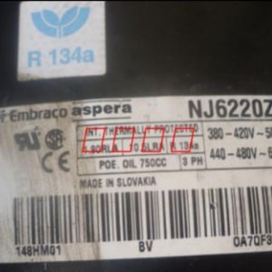 คอมเพรสเซอร์ Embraco Aspera รุ่น NJ6220ZX 3 เฟส 440-480V อุปกรณ์ทำความเย็นสำหรับเครื่องปรับอากาศ - Product Image 1