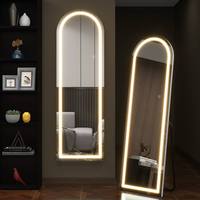 Miroir sur pied pleine longueur personnalisé avec éclairage, cadre en aluminium, miroir mural pour salle de maquillage, miroir LED sur pied