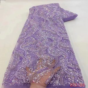 <span class=keywords><strong>Top</strong></span> End africano di alta qualità <span class=keywords><strong>Tulle</strong></span> fatto a mano oro con perline di pizzo francese - Product Image 4