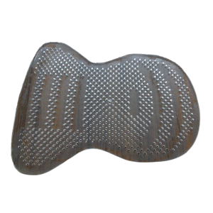 Tapis de selle de barrel racing en feutre de laine robuste avec cuir huilé véritable, protection renforcée contre l'usure, absorption des chocs pour le confort du cheval - Product Image 1
