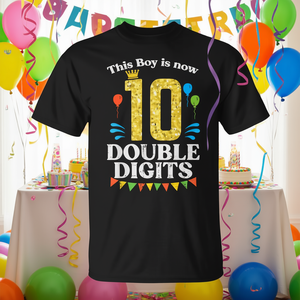 เสื้อยืดวันเกิดครบรอบ 10 ปีแบบปรับแต่งได้สำหรับเด็กผู้ชาย ลายมงกุฎเลขสองหลัก สำหรับกิจกรรมส่งเสริมการขายสำหรับเด็ก - Product Image 3