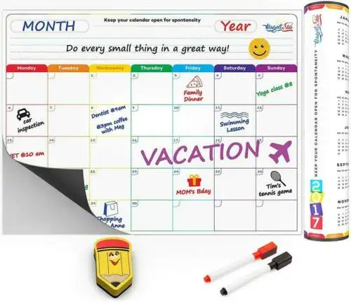 A3 Magnetic Whiteboard Planner, Weekly White Board Calendar, Menu Plan Shop list