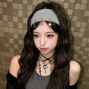 Fascia Elastica per Capelli Stile Punk con Fori Metallici Rotondi, Turbante <span class=keywords><strong>in</strong></span> Tessuto Elasticizzato per Festival Rock, Fascia per Capelli alla Moda per Donne - Product Image 4