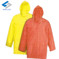 Jas Hujan Murah Warna Kuning Bahan PVC/Polyester Industri dengan Tudung Tidak Dapat Dilepas