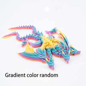 Modèle de dragon à trois têtes imprimé en 3D, jouet articulé avec ailes mobiles, dragon de simulation flexible et mobile, décoration de bureau - Product Image 1