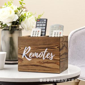 Caja de almacenamiento de madera para control remoto, organizadores rectangulares grabados de 14cm para escritorio de sala de estar - Product Image 4