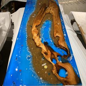 Vendite della fabbrica nuovo colore blu rettangolare moderna oceano blu con shell caffè pesce sala da pranzo mobili da tavolo In <span class=keywords><strong>Resina</strong></span> Epossidica - Product Image 2
