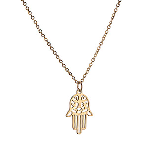 Collana Retrò a Forma di Palma in Acciaio Inossidabile, Collana con Mano di Fatima, Gioiello Portafortuna Punk Hip-Hop - Product Image 1