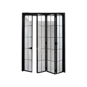 Складная раздвижная дверь из ПВХ стекла, нержавеющая сталь, современный алюминиевый сплав, алюминиевые двойные двери, домашний офис, магнитный экран 10 мм