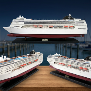 Maqueta de Barco de Crucero MSC OPERA ACACIA WOOD, Artesanía Náutica Pintada en Blanco y Rojo, Decoración para el Hogar - Product Image 3
