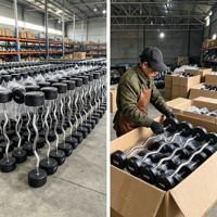 Barre d'haltères droite solide recouverte de caoutchouc à prix de gros pour commande en gros, idéale pour la musculation en salle de sport commerciale ou à domicile