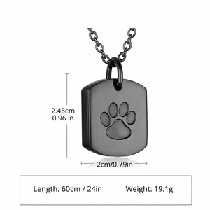 Ожерелье для праха питомца из нержавеющей стали с отпечатком лапы, кулон-урна для кремации, памятное украшение для собак и кошек - Product Image 6