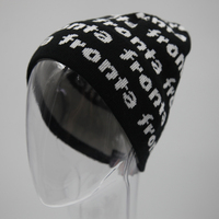Bonnet en tricot tissé en jacquard spandex imprimé de logo personnalisé de créateur sans manchettes pour le sport, la course à pied et la tête de mort avec bandeau en coton