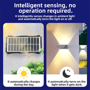 Lámpara <span class=keywords><strong>Solar</strong></span> <span class=keywords><strong>LED</strong></span> de Pared Súper Brillante, 6 <span class=keywords><strong>LED</strong></span>, Iluminación Superior e Inferior, ABS, IP65, Impermeable, Doble Cara, para Jardín, Patio, Camino, Decoración - Product Image 6