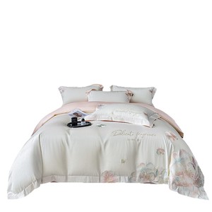 Luxury 50-count Long-staple Cotton Embroidered Four-piece Bedding Set French-style Floral Duvet Cover All-season - Product Image 5