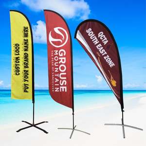 Perlengkapan Tiang Bendera Pantai Persegi Panjang MOQ Rendah Untuk Iklan Luar Ruangan Bendera Bulu Dua Sisi - Product Image 1