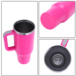 Gobelet personnalisé de 40 oz Tasse d'extérieur en acier inoxydable à double paroi Gobelet de 40 oz isolé sous vide avec poignée et paille - Product Image 4