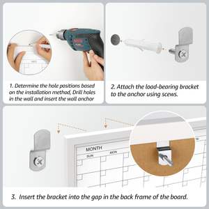 Calendario mensile lavagna magnetica cancellabile a secco lavagna Corkboard con cornice in legno nero da parete montabile - Product Image 4