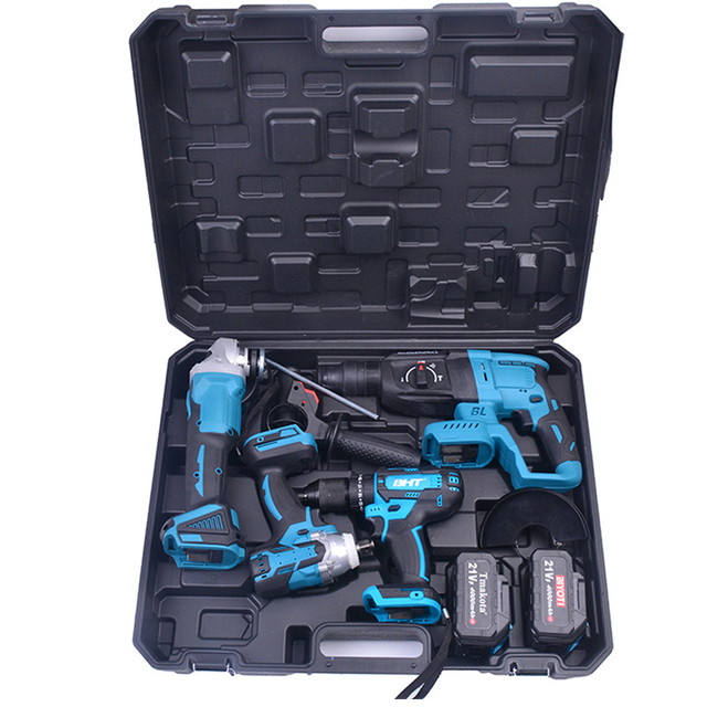 21V Portable Cordless Power Combo Tool Set 4IN1 Other Lithium Battery Power Tool Kit Brushless Rotary Hammer Electric Drills