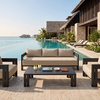 Système de salon modulaire en aluminium à trois places pour l'extérieur, avec tissu imperméable, unité principale pour villa, balcon, patio, jardin, grand modèle
