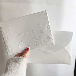 Embossed Logo Matt <b>White</b> Art Paper Custom Paper <b>White</b> <b>Envelopes</b> With Thank You Card for Fashion Brand - Product Image 4