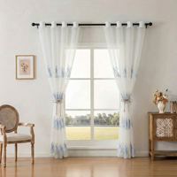 COSENNATUR Rideaux Transparents Brodés Motif Paon Élégants et Filtrant la Lumière pour Salon et Chambre à Coucher