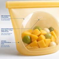 Sac de conservation en silicone refermable, réutilisable, sans BPA, étanche, hermétique, pour cuisine, zéro déchet, conteneur vertical, compatible congélateur