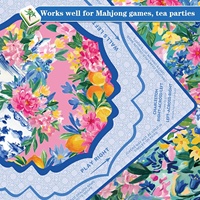 Nappe de Mahjong 55" x 55" carrée, motif floral rose et pot de gingembre bleu, pour débutants, idéale pour les fêtes