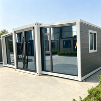 Casa Contenedor Prefabricada Expandible con Ventana Grande en el Suelo, Resistente a la Humedad, Desmontable y Plegable