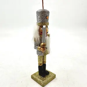 Nieuwe Populaire Pop Ornament Met Sneeuwvlok Scepter 38Cm Glitter Houten Notenkraker Kerst