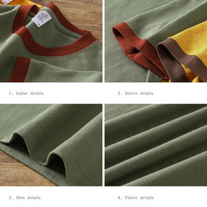 T-shirt décontracté polyvalent en coton lourd 270g, style rétro, color-block, col rond, manches courtes, unisexe, pour homme - Product Image 6