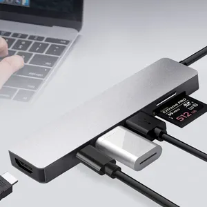 High quality usb port hub 6 In 1 multi function SD/TF card reader, USB 3.0, HDMI, USB Type-C usb hubs