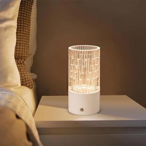 Lámpara de Mesa LED con Cuerpo de Cristal, Diseño Decorativo Moderno, con Forma de Flor Acanalada, Regulable sin Escalonamientos, Recargable por USB, para Mesita de Noche o Escritorio - Product Image 2